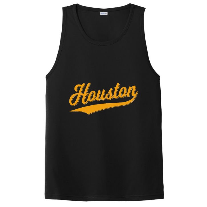 Houston Sports Script Cursive Classic Texas Flag Swoosh PosiCharge Competitor Tank