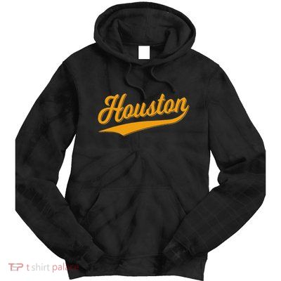 Houston Sports Script Cursive Classic Texas Flag Swoosh Tie Dye Hoodie