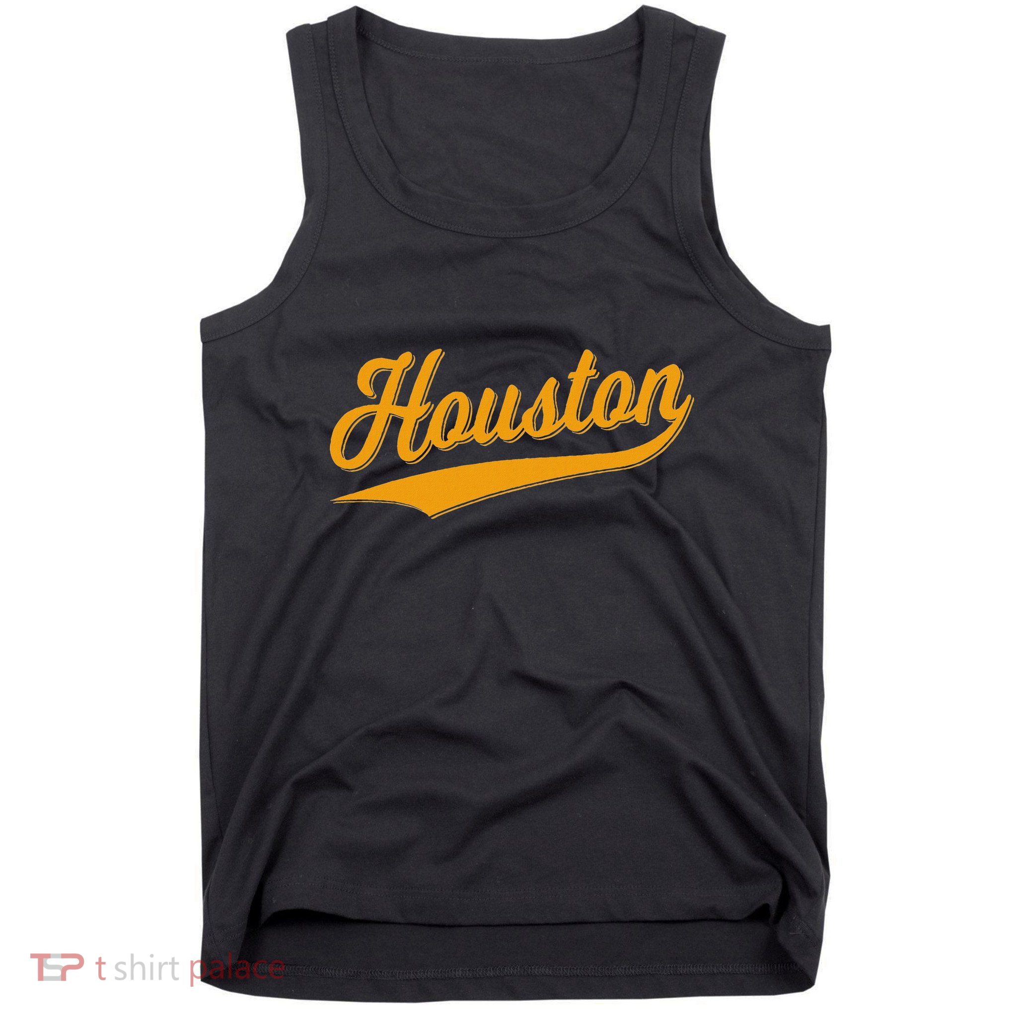Houston Sports Script Cursive Classic Texas Flag Swoosh Tank Top