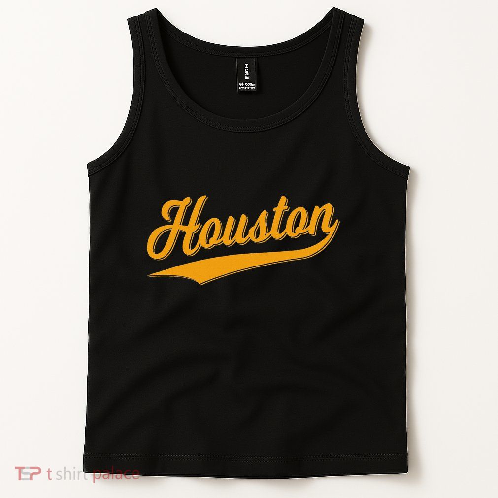 Houston Sports Script Cursive Classic Texas Flag Swoosh Tank Top