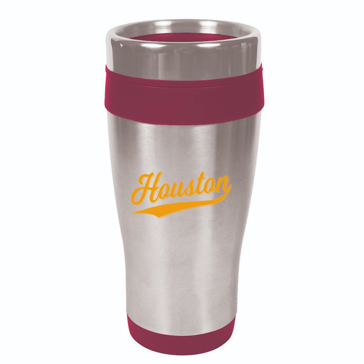 Houston Sports Script Cursive Classic Texas Flag Swoosh 16oz Travel Tumbler