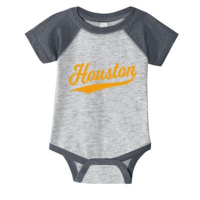 Houston Sports Script Cursive Classic Texas Flag Swoosh Infant Baby Jersey Bodysuit