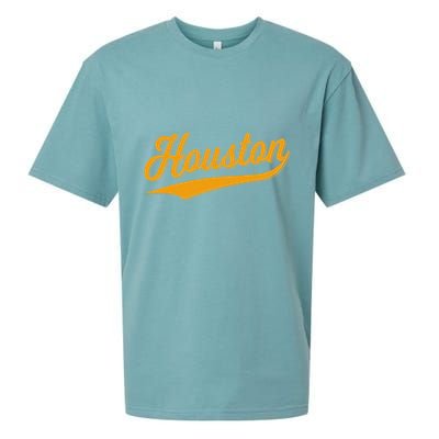 Houston Sports Script Cursive Classic Texas Flag Swoosh Sueded Cloud Jersey T-Shirt