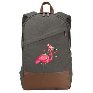 Hawaiian Summer Tropical Flamingo Funny Christmas In July Cotton Canvas Backpack