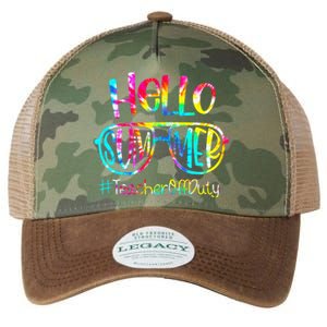 Hello Summer Teacher Off Duty Last Day Of School Tie Dye Legacy Tie Dye Trucker Hat