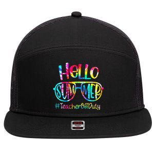 Hello Summer Teacher Off Duty Last Day Of School Tie Dye 7 Panel Mesh Trucker Snapback Hat