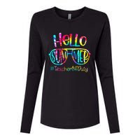 Hello Summer Teacher Off Duty Last Day Of School Tie Dye Womens Cotton Relaxed Long Sleeve T-Shirt