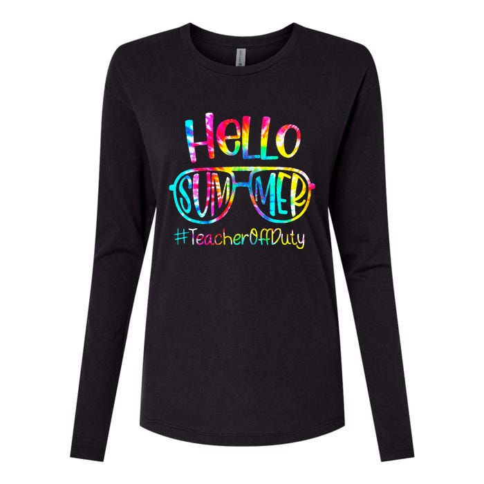 Hello Summer Teacher Off Duty Last Day Of School Tie Dye Womens Cotton Relaxed Long Sleeve T-Shirt