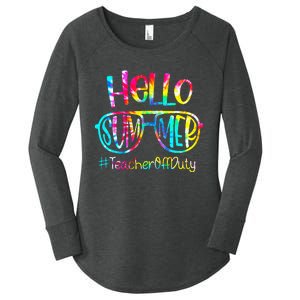 Hello Summer Teacher Off Duty Last Day Of School Tie Dye Women's Perfect Tri Tunic Long Sleeve Shirt