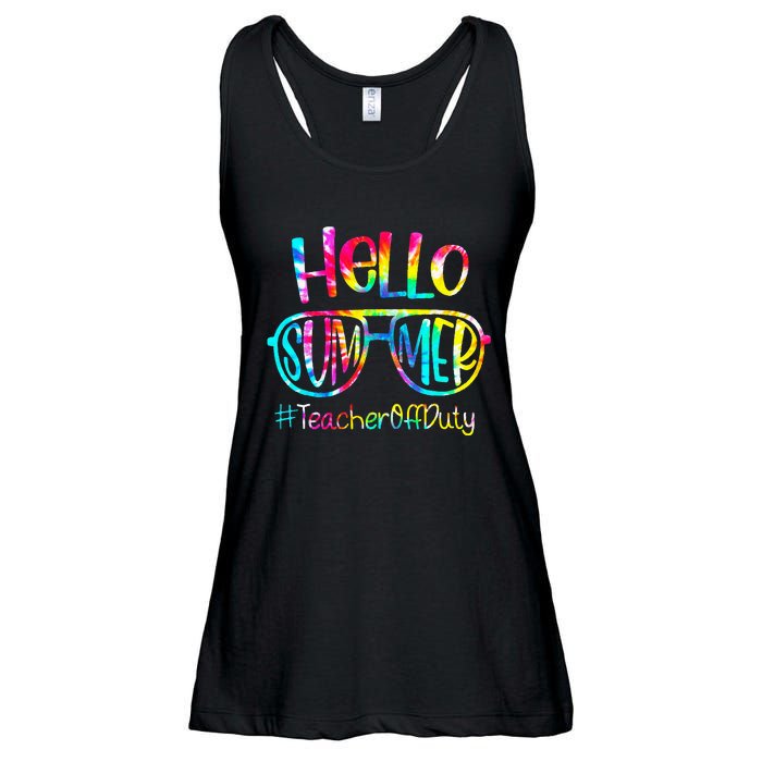 Hello Summer Teacher Off Duty Last Day Of School Tie Dye Ladies Essential Flowy Tank