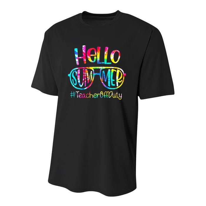 Hello Summer Teacher Off Duty Last Day Of School Tie Dye Youth Performance Sprint T-Shirt