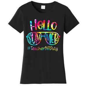 Hello Summer Teacher Off Duty Last Day Of School Tie Dye Women's T-Shirt