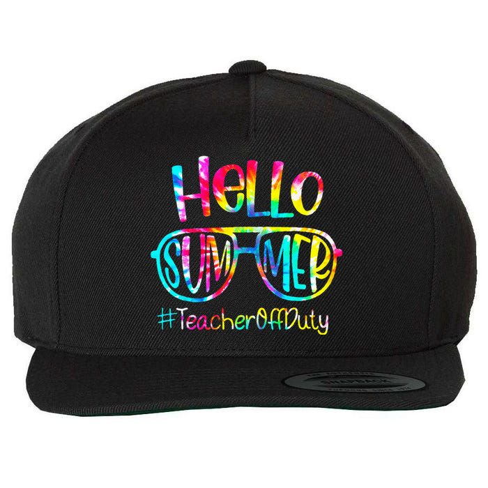 Hello Summer Teacher Off Duty Last Day Of School Tie Dye Wool Snapback Cap