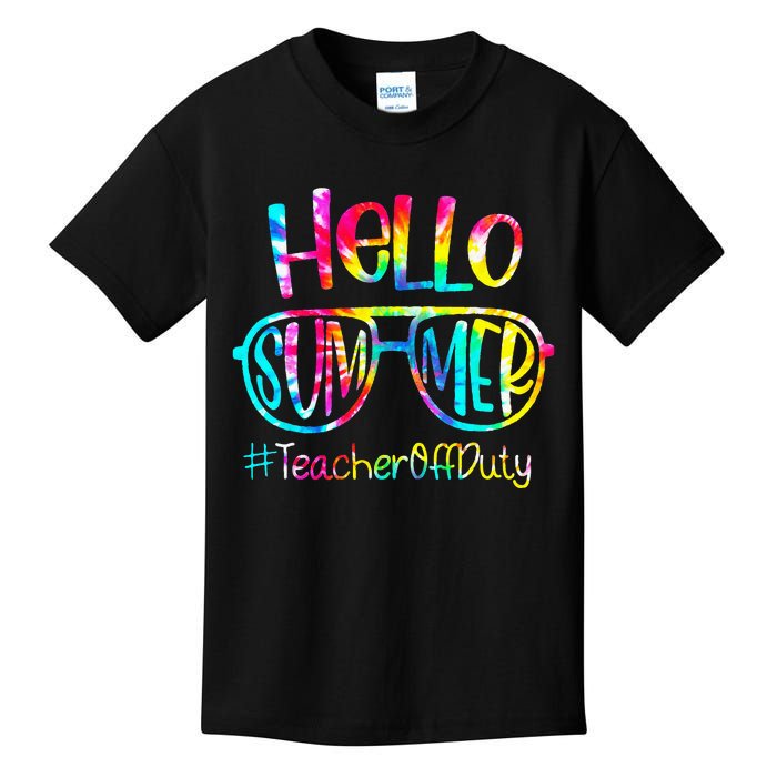 Hello Summer Teacher Off Duty Last Day Of School Tie Dye Kids T-Shirt