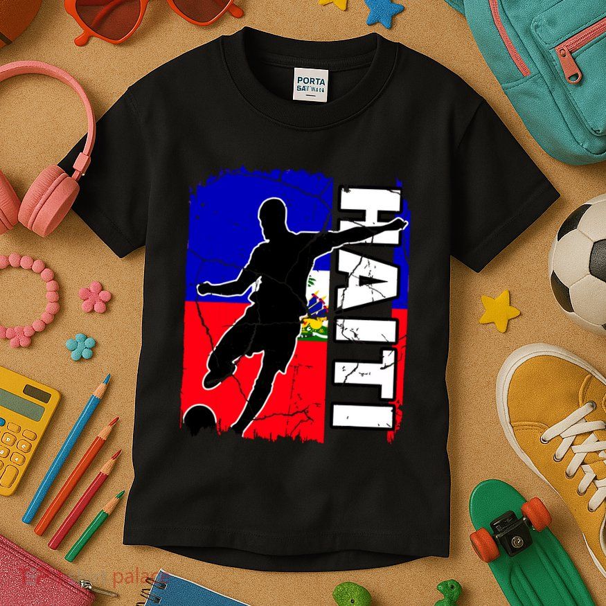 Haitian Soccer Team Haiti Flag Jersey Football Fans Kids T-Shirt