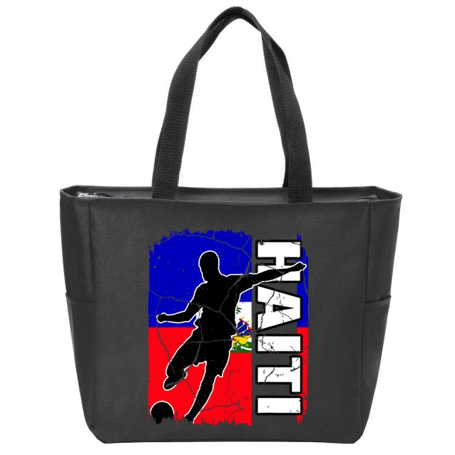 Haitian Soccer Team Haiti Flag Jersey Football Fans Zip Tote Bag