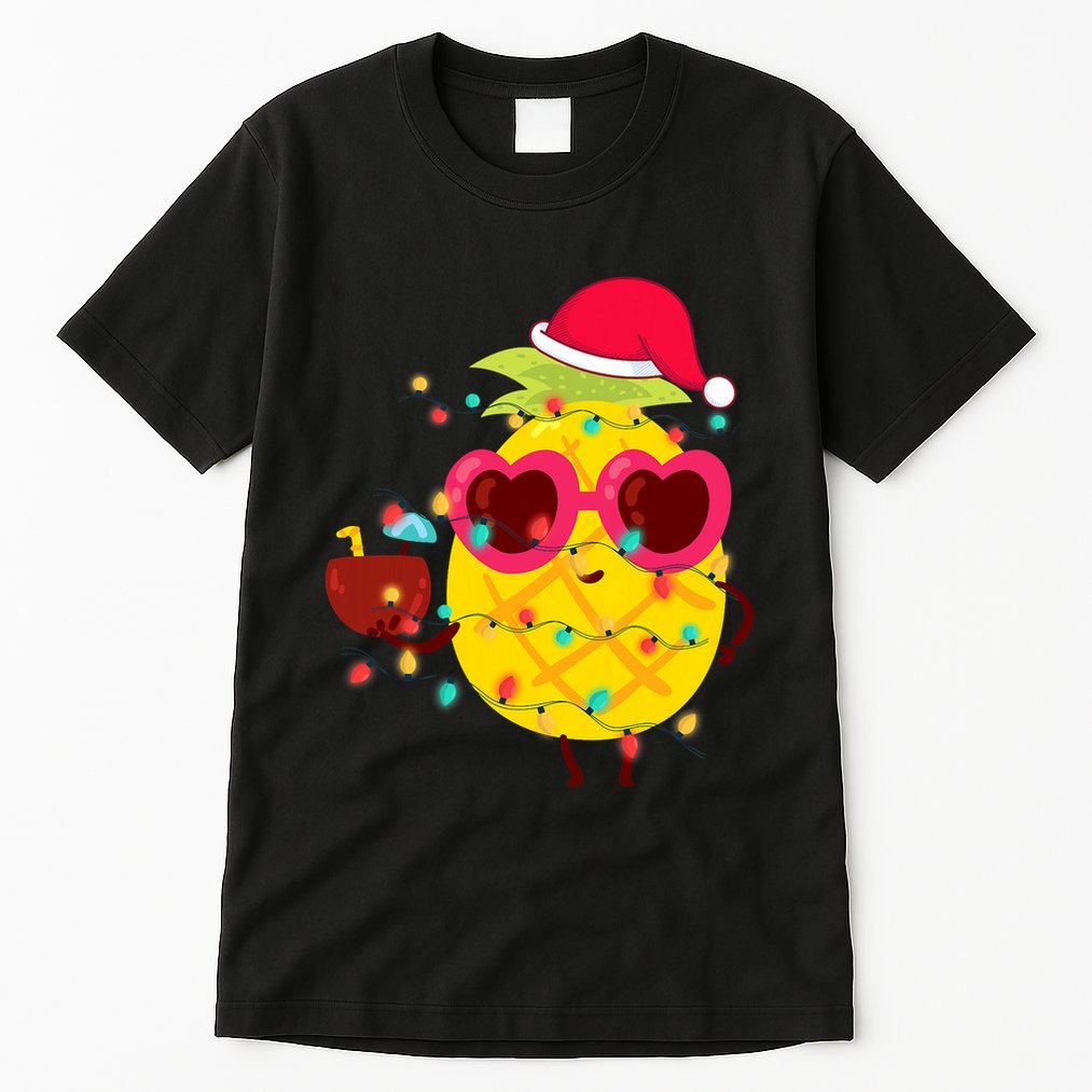 Hawaiian Summer Tropical Xmas Pineapple Christmas In July Tall T-Shirt