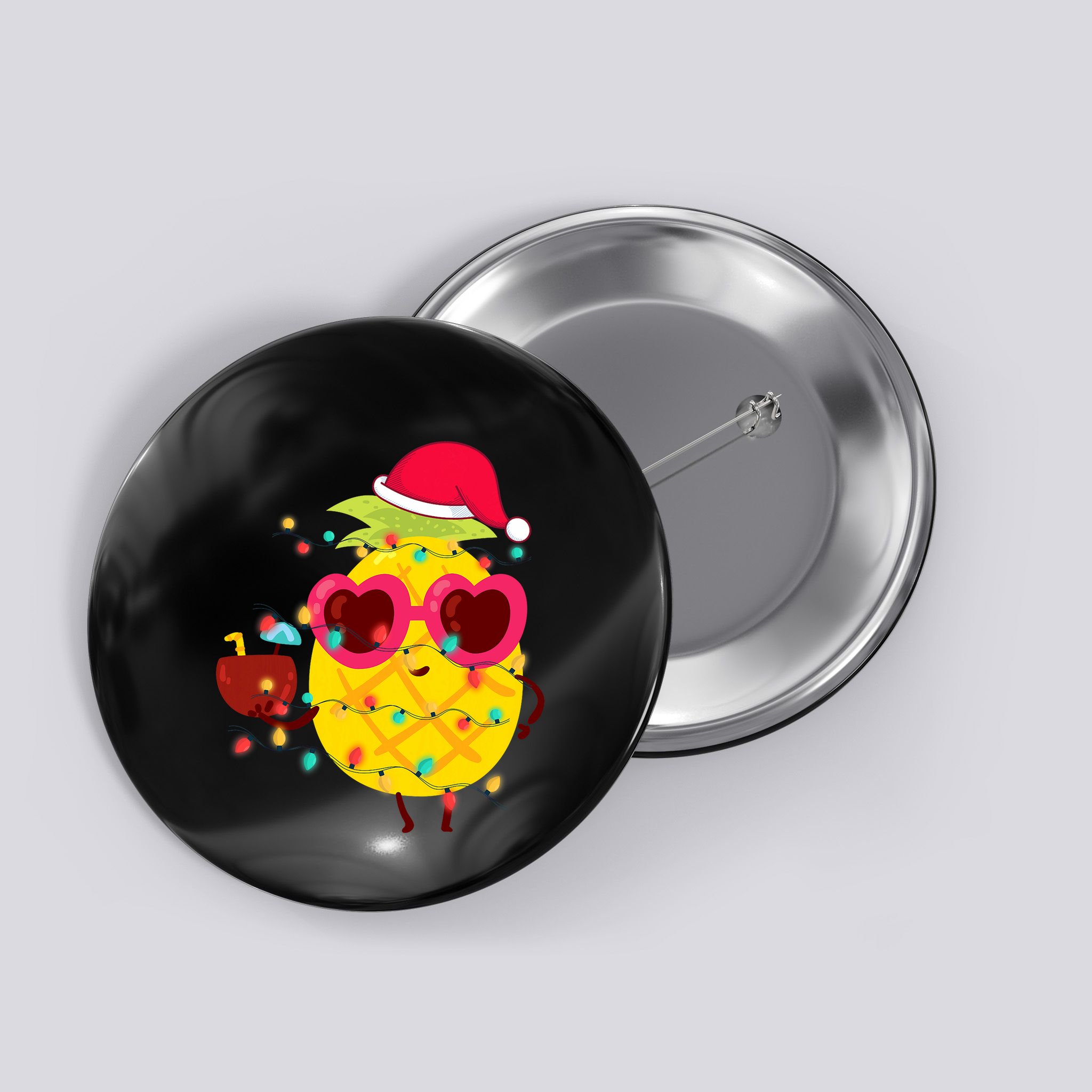 Hawaiian Summer Tropical Xmas Pineapple Christmas In July Button