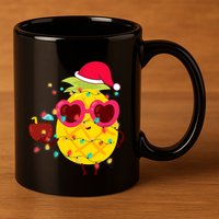 Hawaiian Summer Tropical Xmas Pineapple Christmas In July 11oz C Handle Ceramic Mug