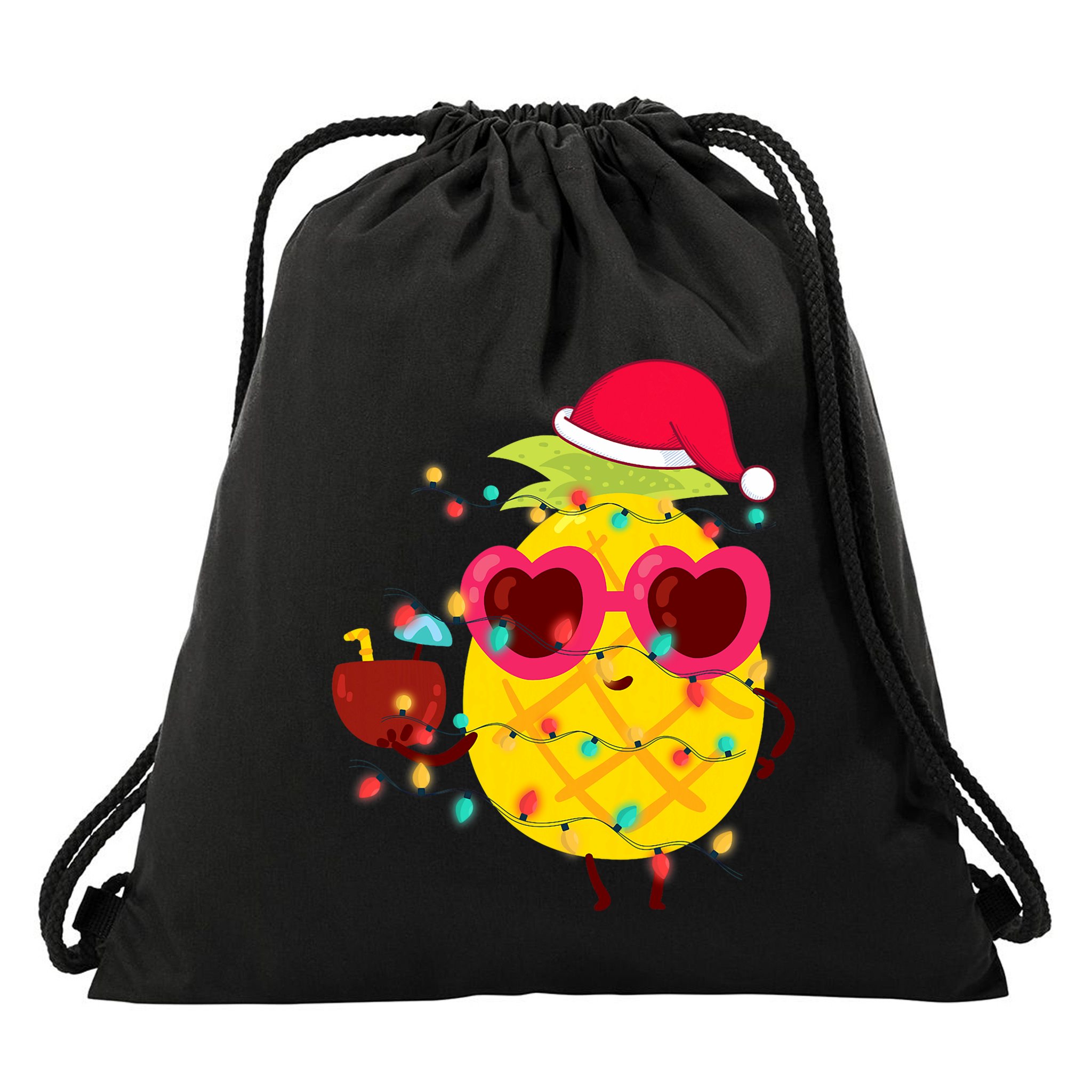 Hawaiian Summer Tropical Xmas Pineapple Christmas In July Drawstring Bag