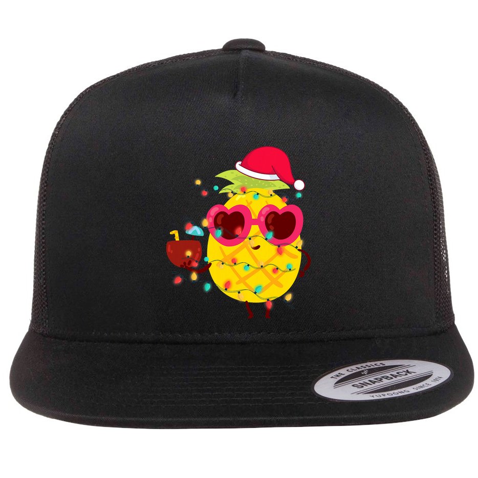 Hawaiian Summer Tropical Xmas Pineapple Christmas In July Flat Bill Trucker Hat
