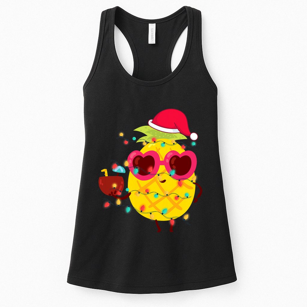 Hawaiian Summer Tropical Xmas Pineapple Christmas In July Womens Tank Top