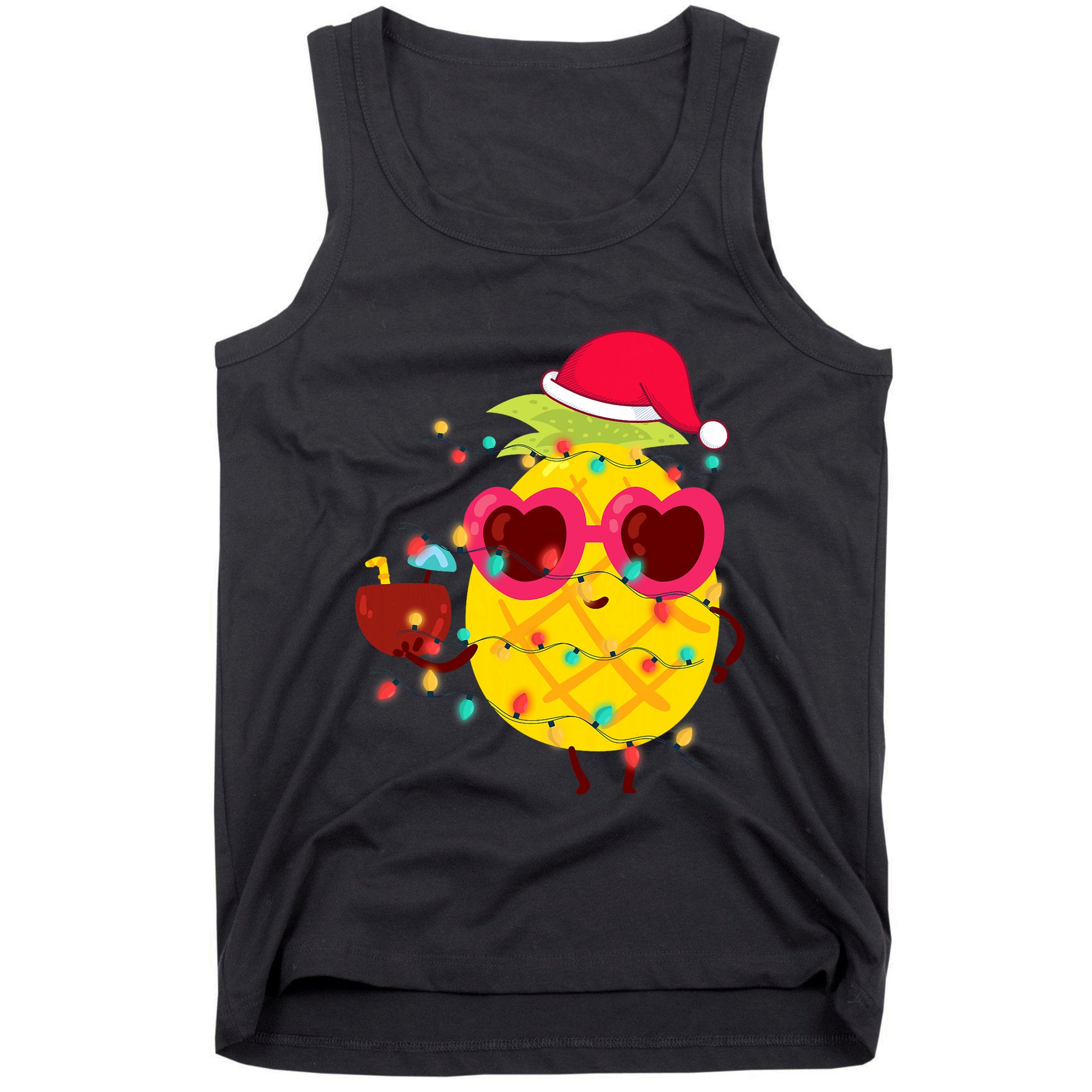 Hawaiian Summer Tropical Xmas Pineapple Christmas In July Tank Top