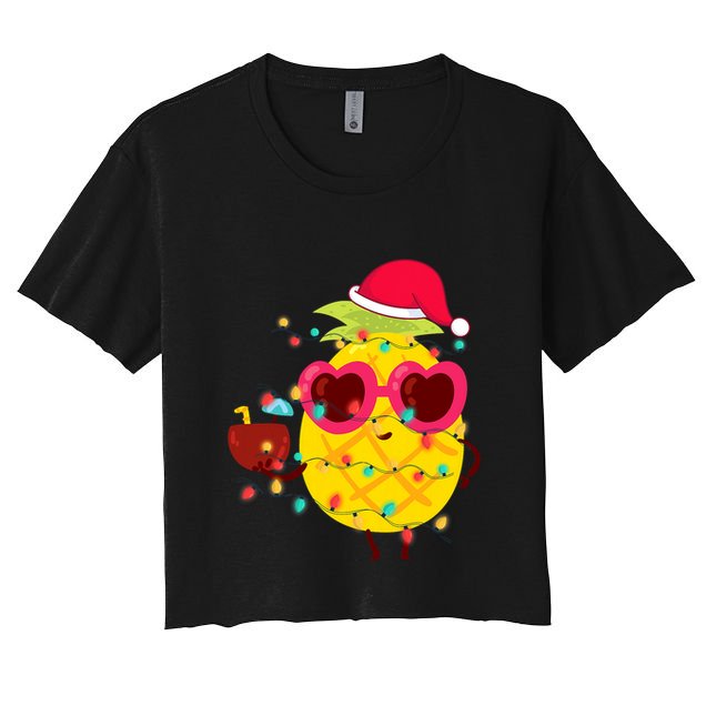 Hawaiian Summer Tropical Xmas Pineapple Christmas In July Crop Top