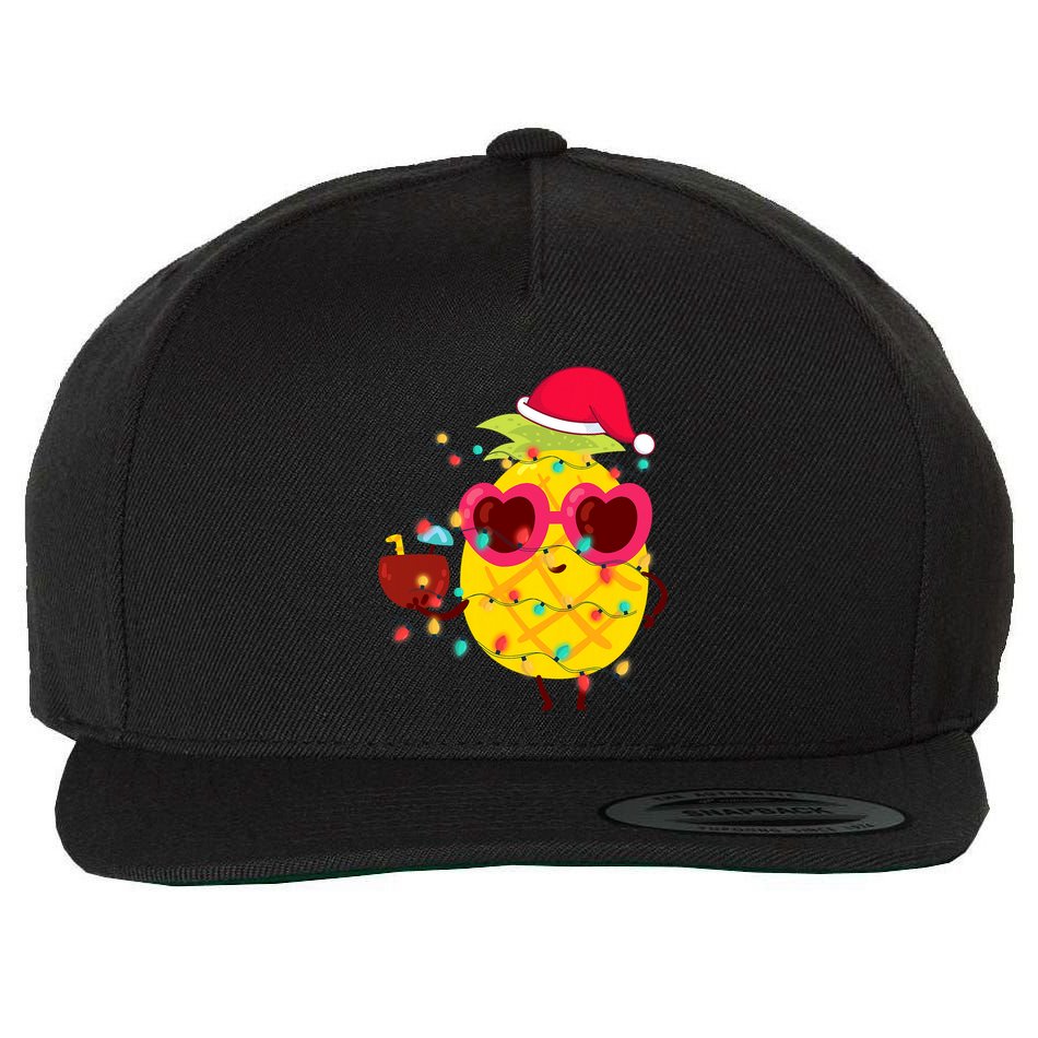 Hawaiian Summer Tropical Xmas Pineapple Christmas In July Wool Snapback Cap