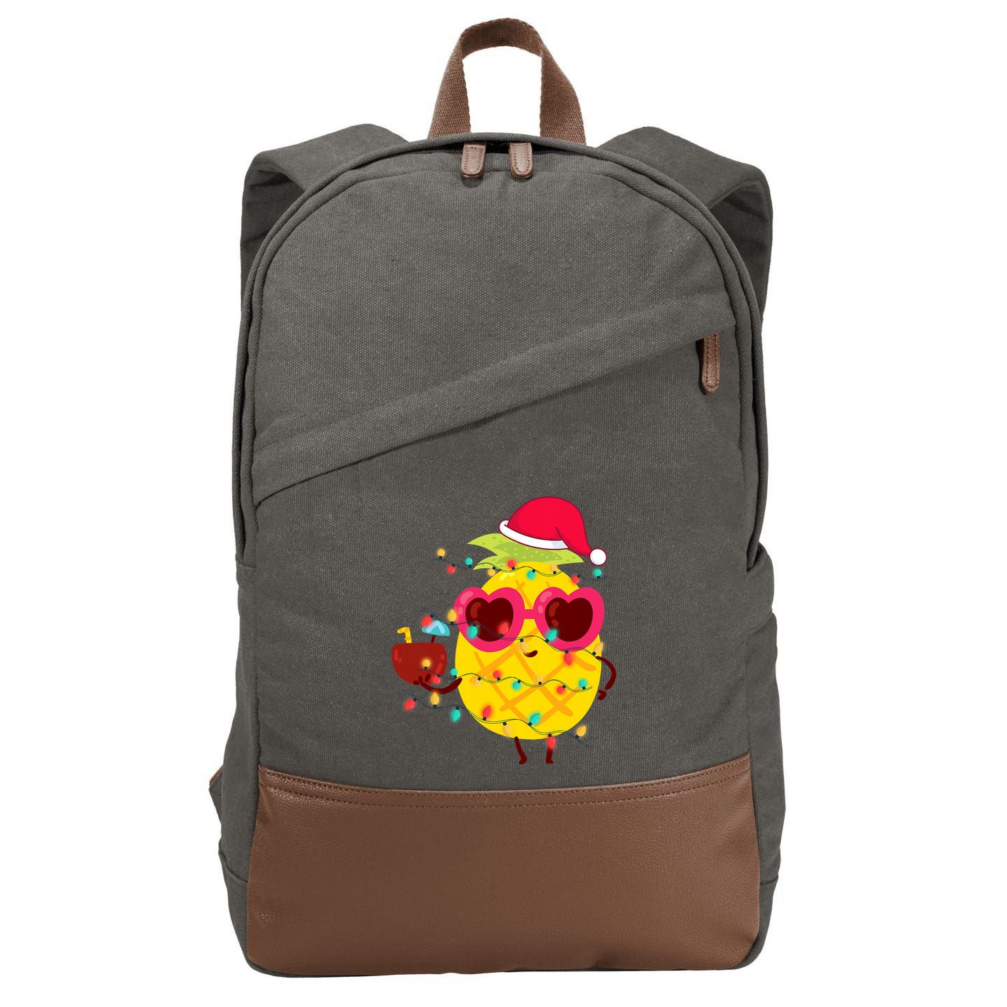 Hawaiian Summer Tropical Xmas Pineapple Christmas In July Cotton Canvas Backpack