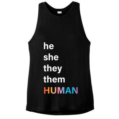 He She They Them Human LGBT Pride Rainbow Ladies PosiCharge Tri-Blend Wicking Tank