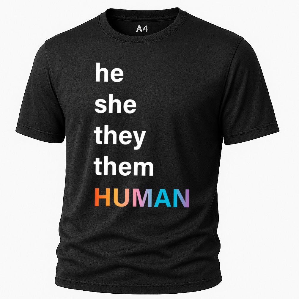 He She They Them Human LGBT Pride Rainbow Cooling Performance Crew T-Shirt