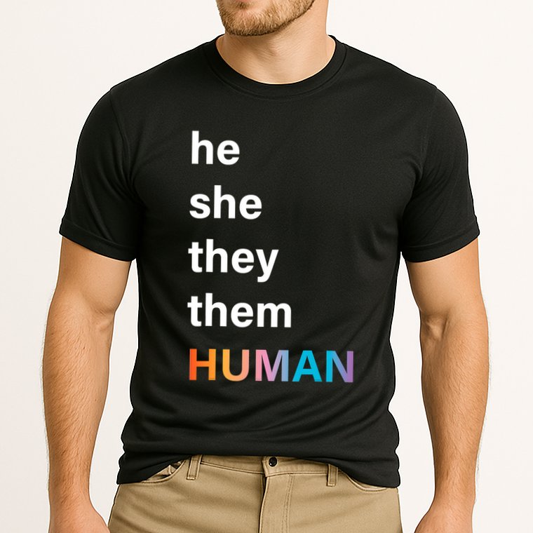 He She They Them Human LGBT Pride Rainbow Cooling Performance Crew T-Shirt