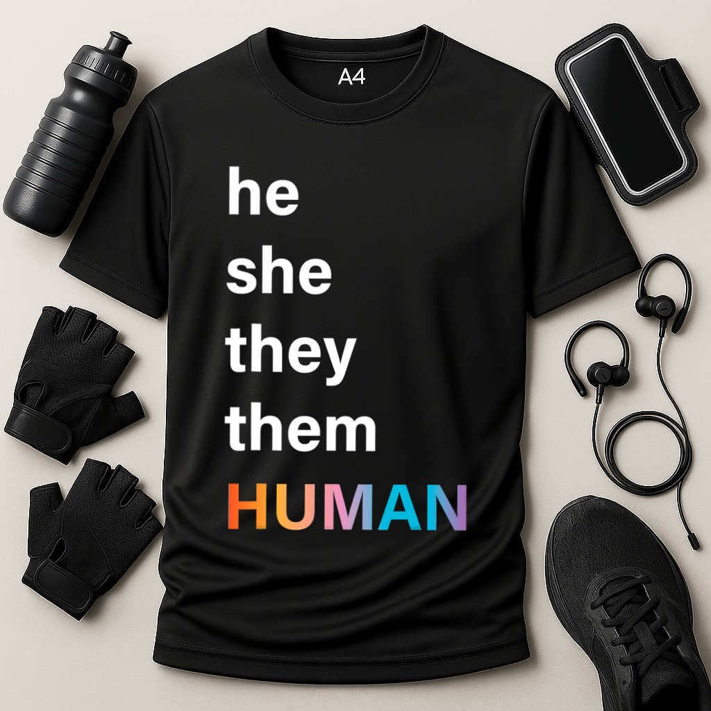 He She They Them Human LGBT Pride Rainbow Cooling Performance Crew T-Shirt