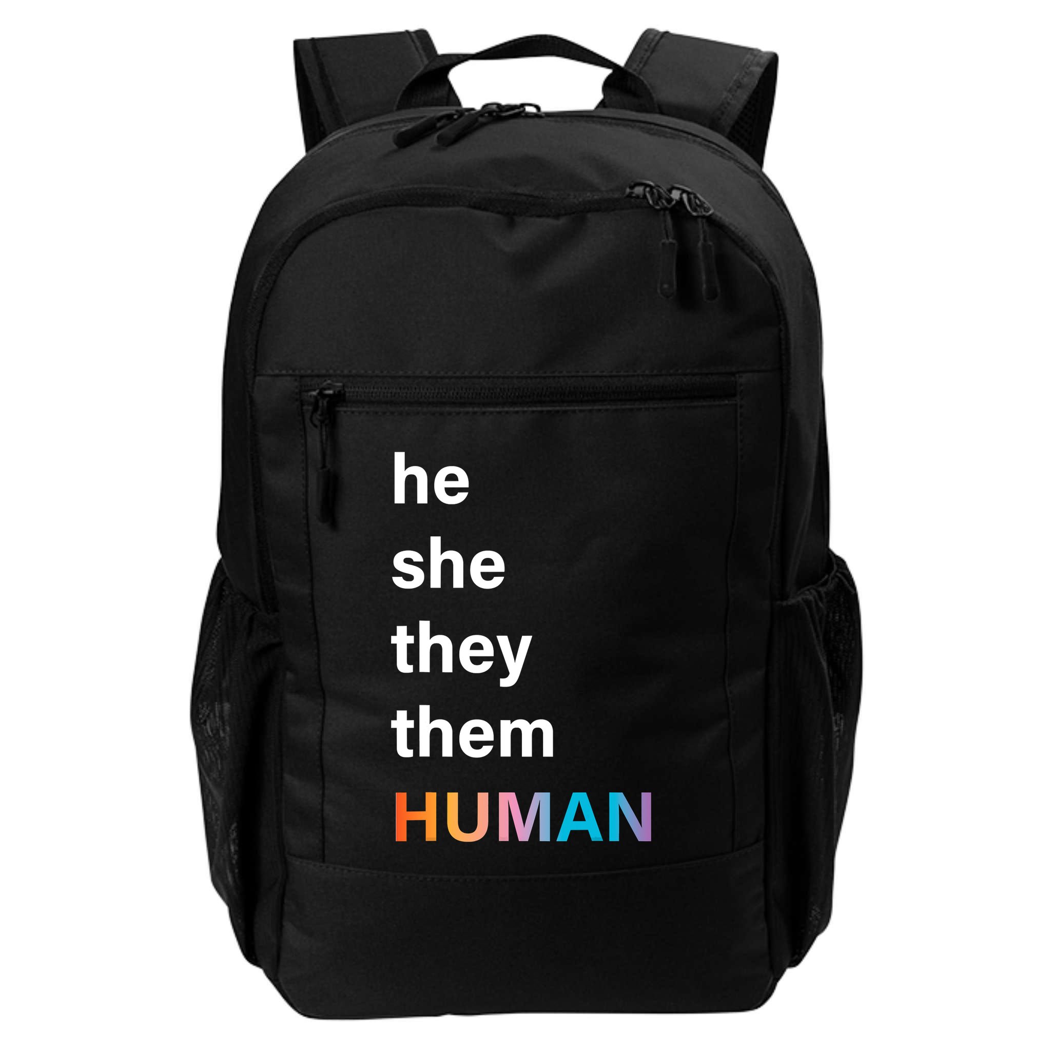 He She They Them Human LGBT Pride Rainbow Backpack