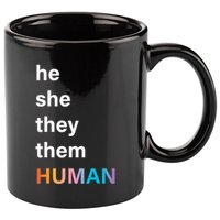 He She They Them Human LGBT Pride Rainbow 11oz C Handle Ceramic Mug