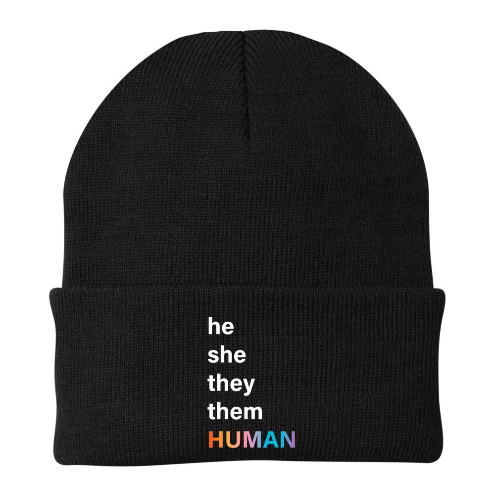 He She They Them Human LGBT Pride Rainbow Beanie