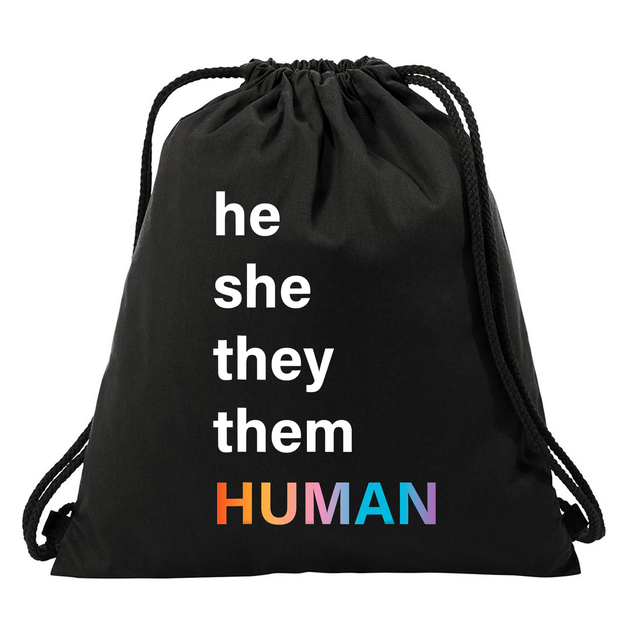He She They Them Human LGBT Pride Rainbow Drawstring Bag