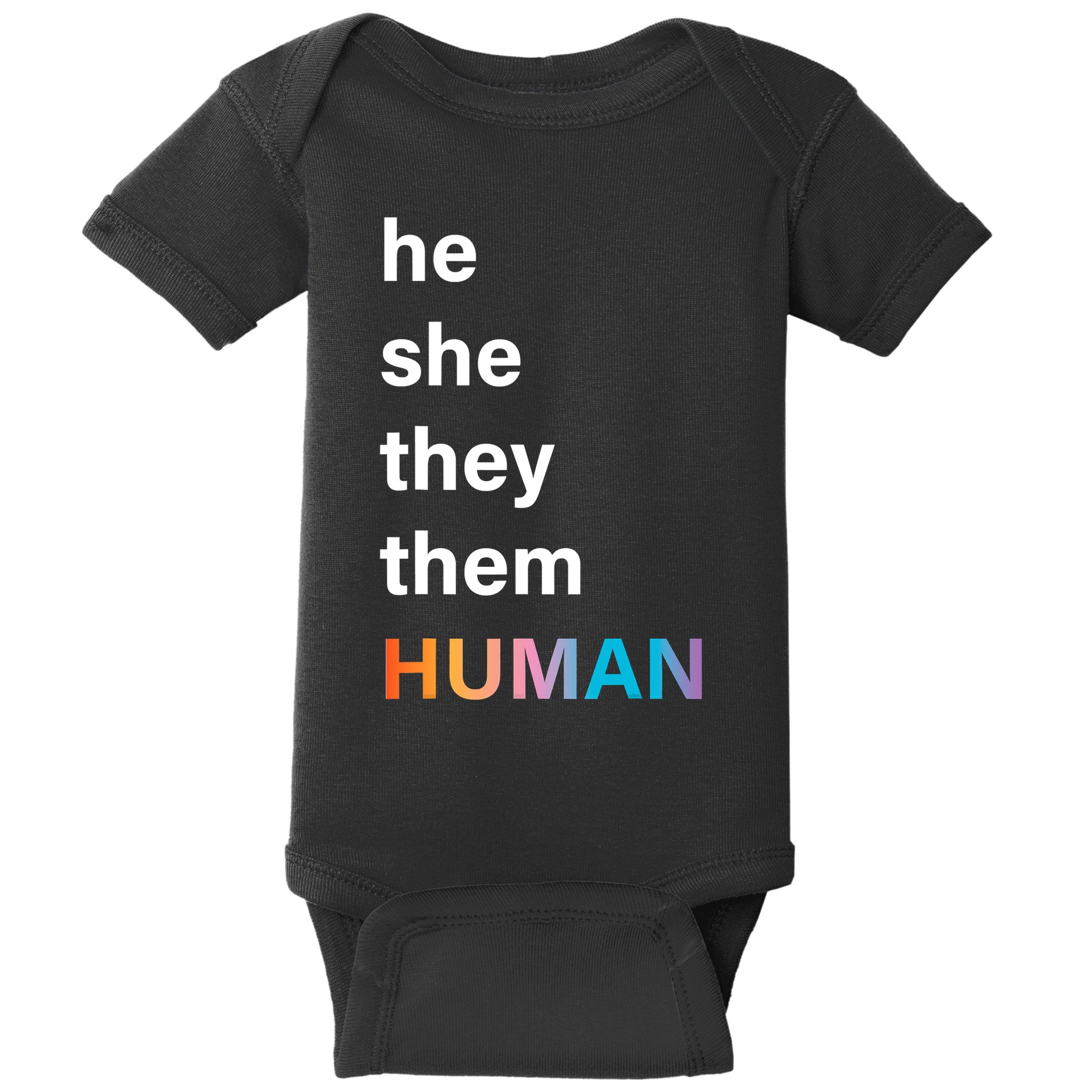 He She They Them Human LGBT Pride Rainbow Baby Bodysuit