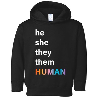 He She They Them Human LGBT Pride Rainbow Toddler Hoodie