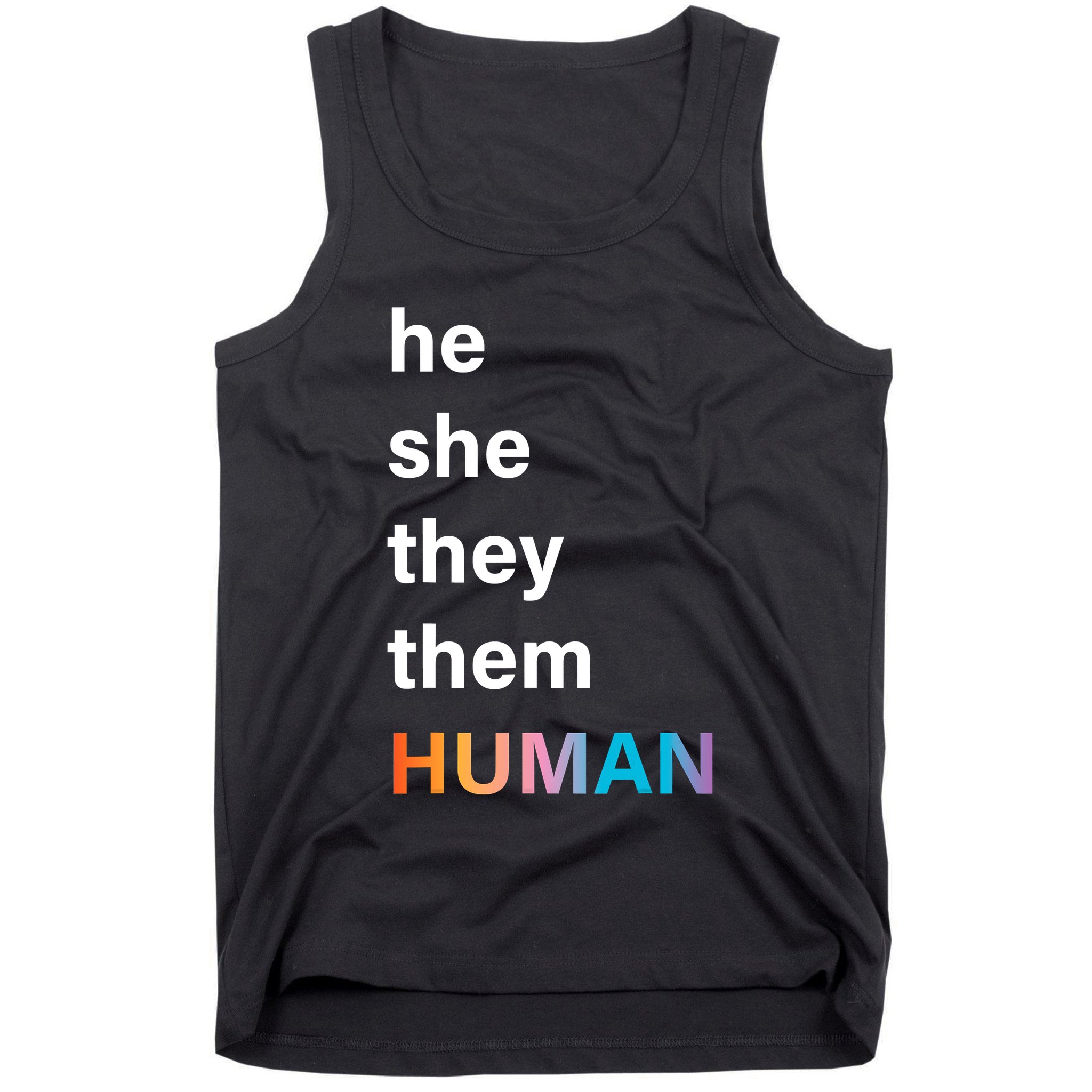 He She They Them Human LGBT Pride Rainbow Tank Top