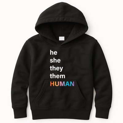 He She They Them Human LGBT Pride Rainbow Kids Hoodie