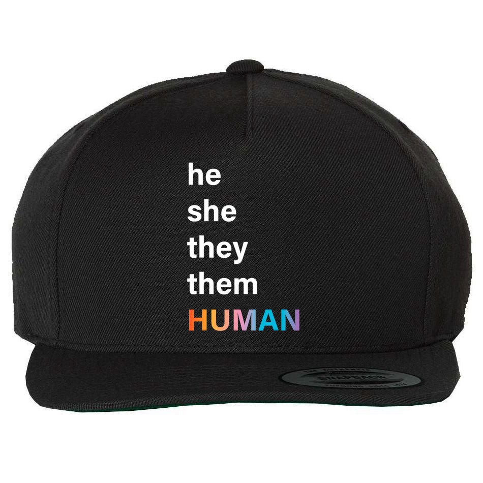 He She They Them Human LGBT Pride Rainbow Wool Snapback Cap