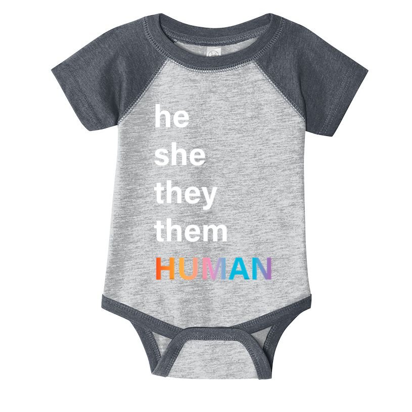 He She They Them Human LGBT Pride Rainbow Infant Baby Jersey Bodysuit