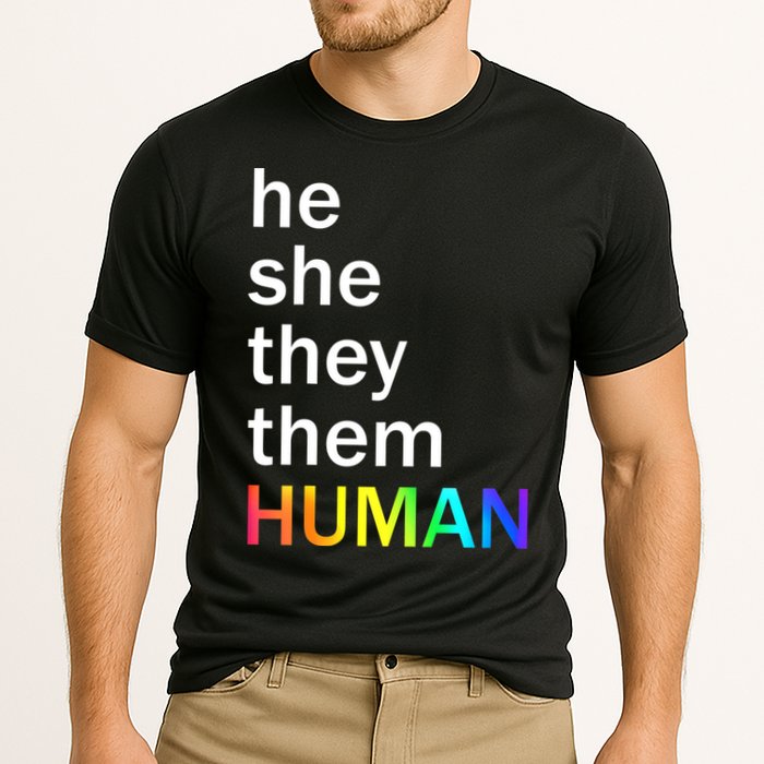 He She They Them Human LGBTQ Pride Cooling Performance Crew T-Shirt