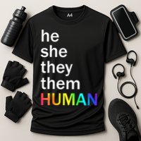 He She They Them Human LGBTQ Pride Cooling Performance Crew T-Shirt