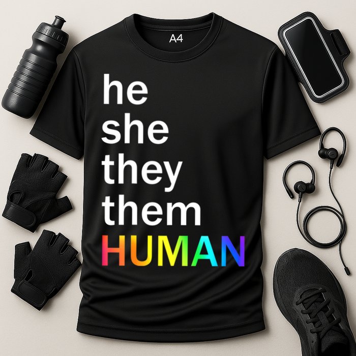 He She They Them Human LGBTQ Pride Cooling Performance Crew T-Shirt