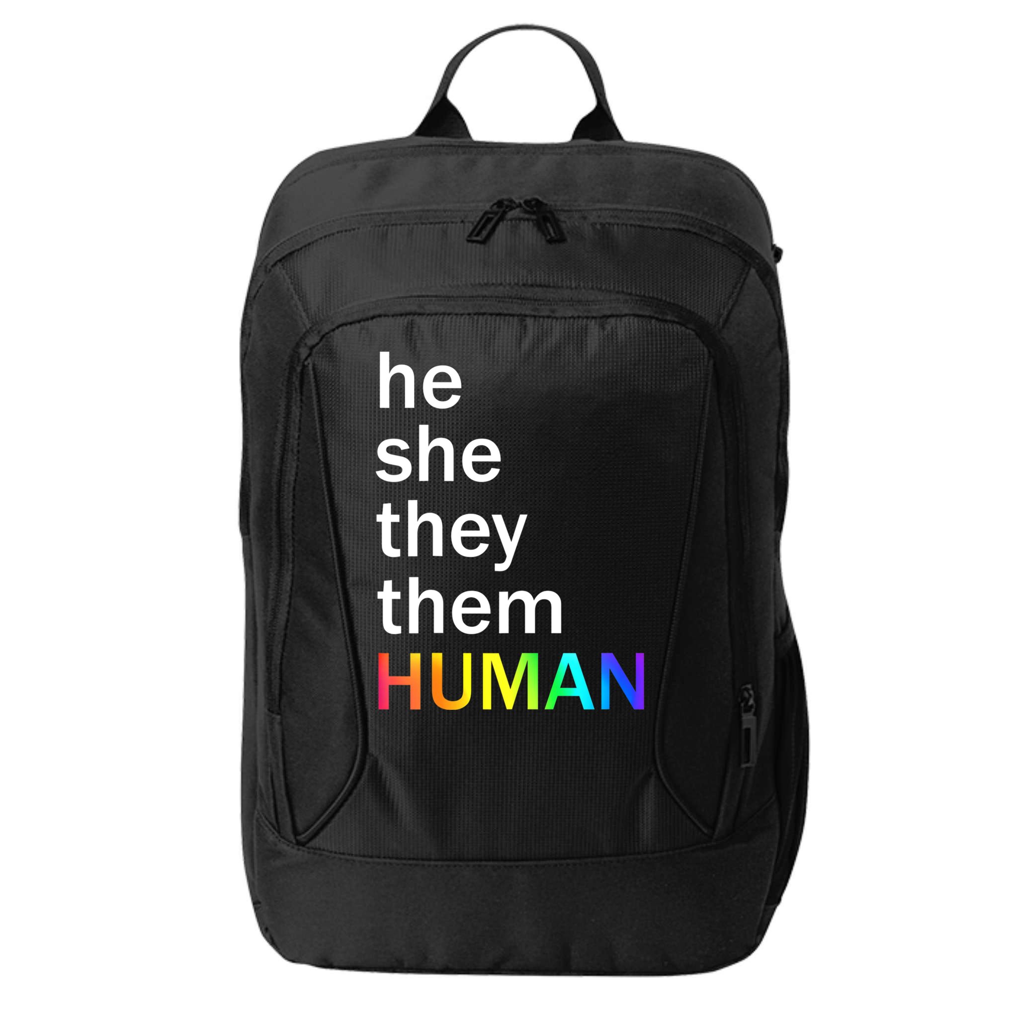 He She They Them Human LGBTQ Pride City Backpack