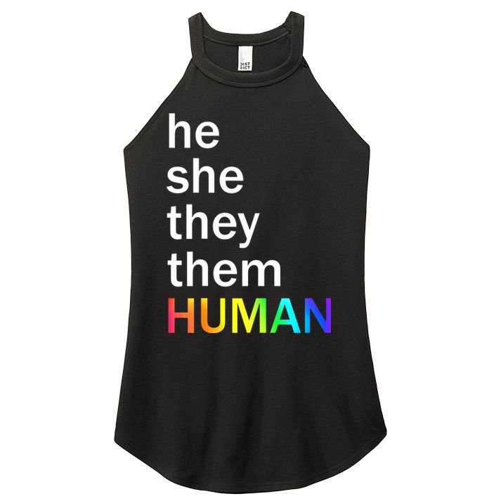 He She They Them Human LGBTQ Pride Women's Perfect Tri Rocker Tank