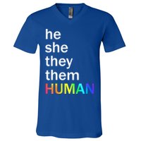He She They Them Human LGBTQ Pride V-Neck T-Shirt